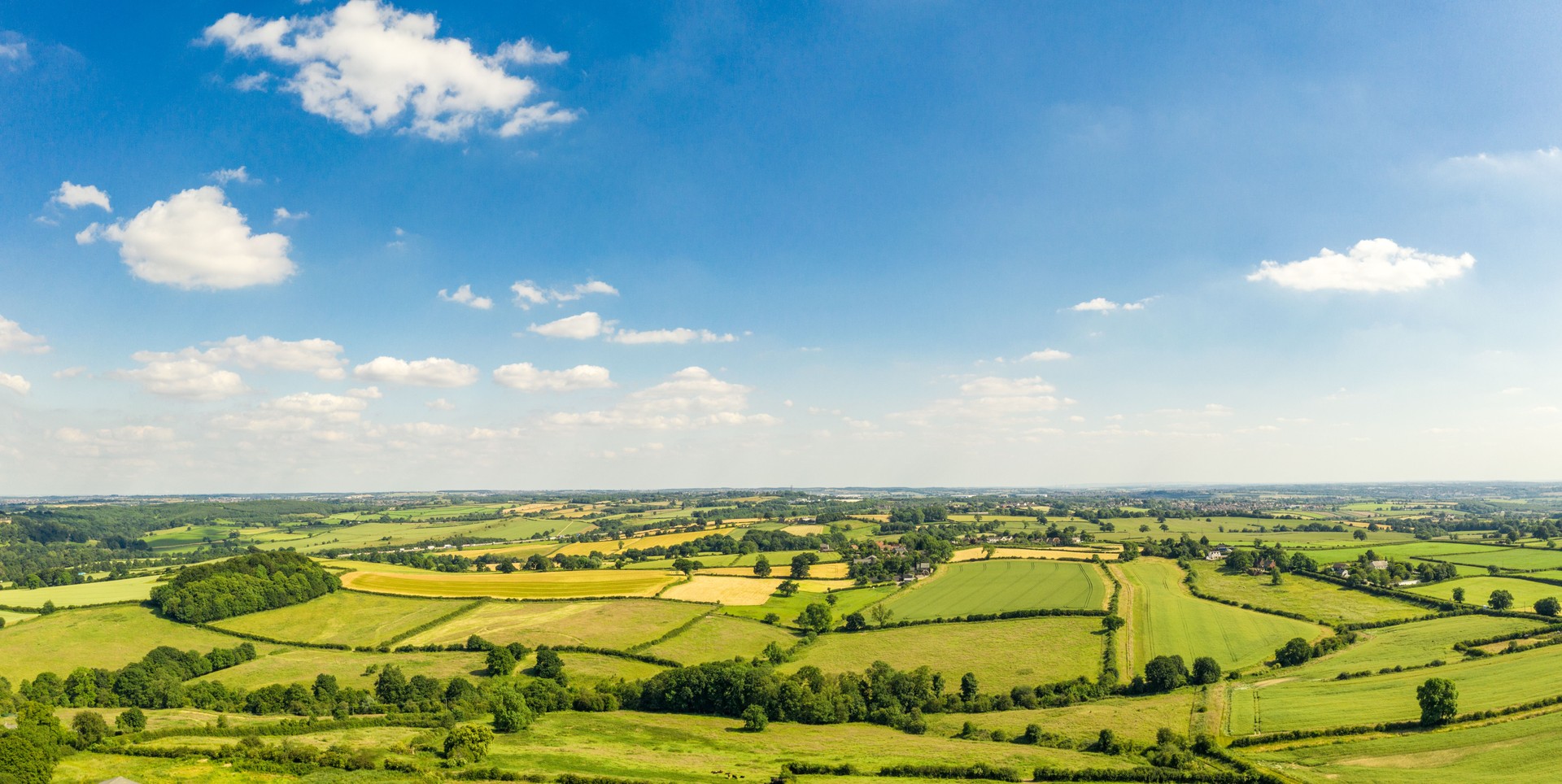 Panorama over traditional English farmland